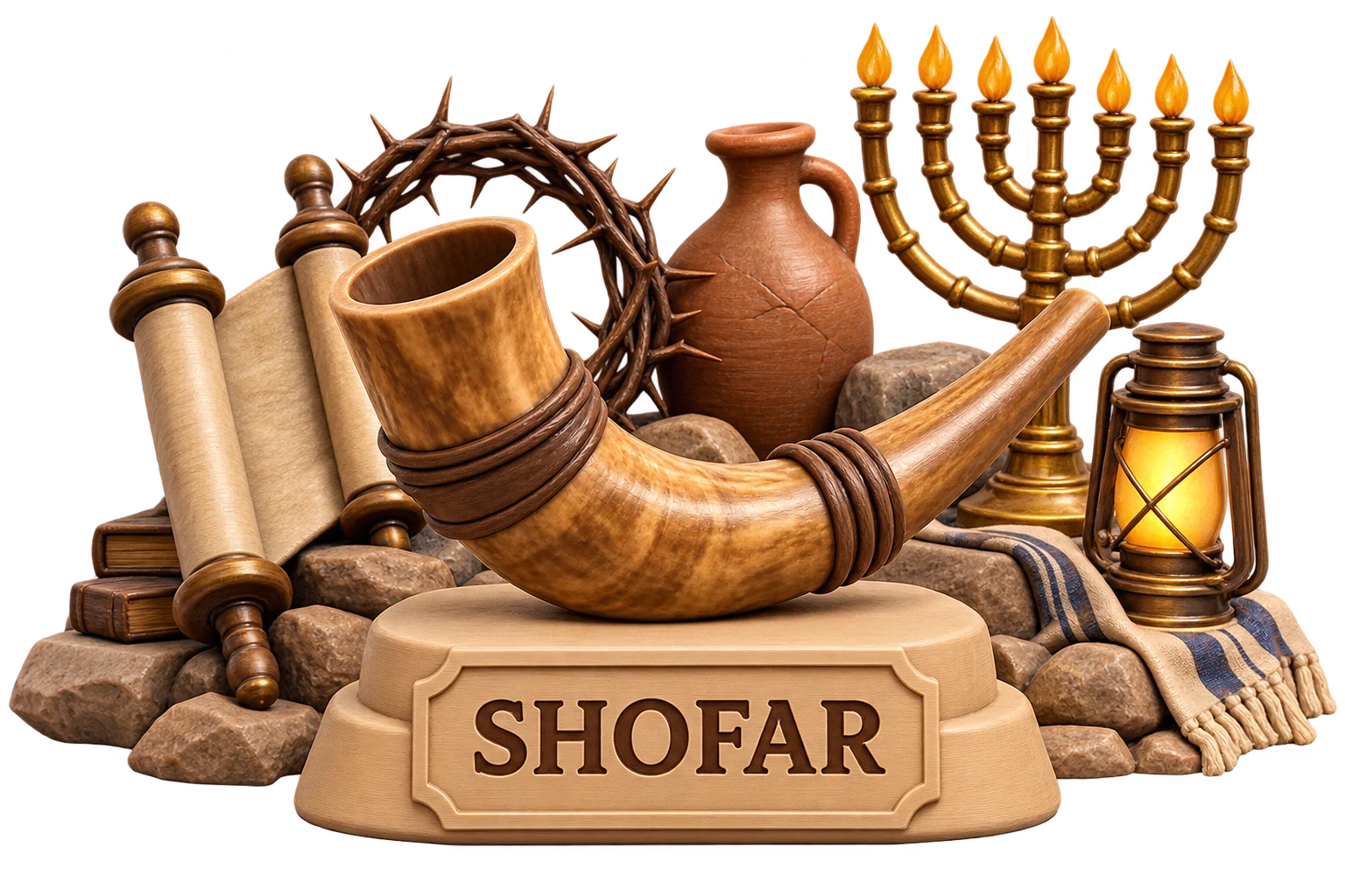 Shofar impreso en 3D a color